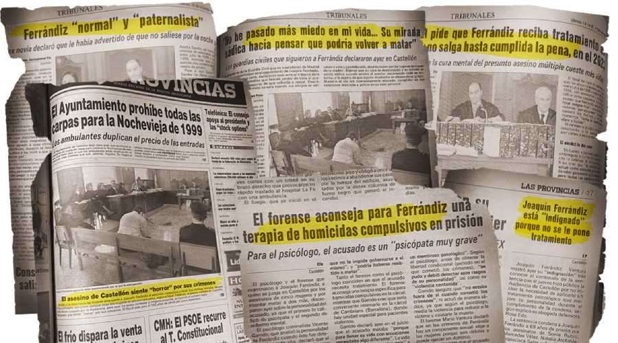 recortes de prensa sobre el caso del asesino en serie de Castellón, Joaquín Ferrándiz